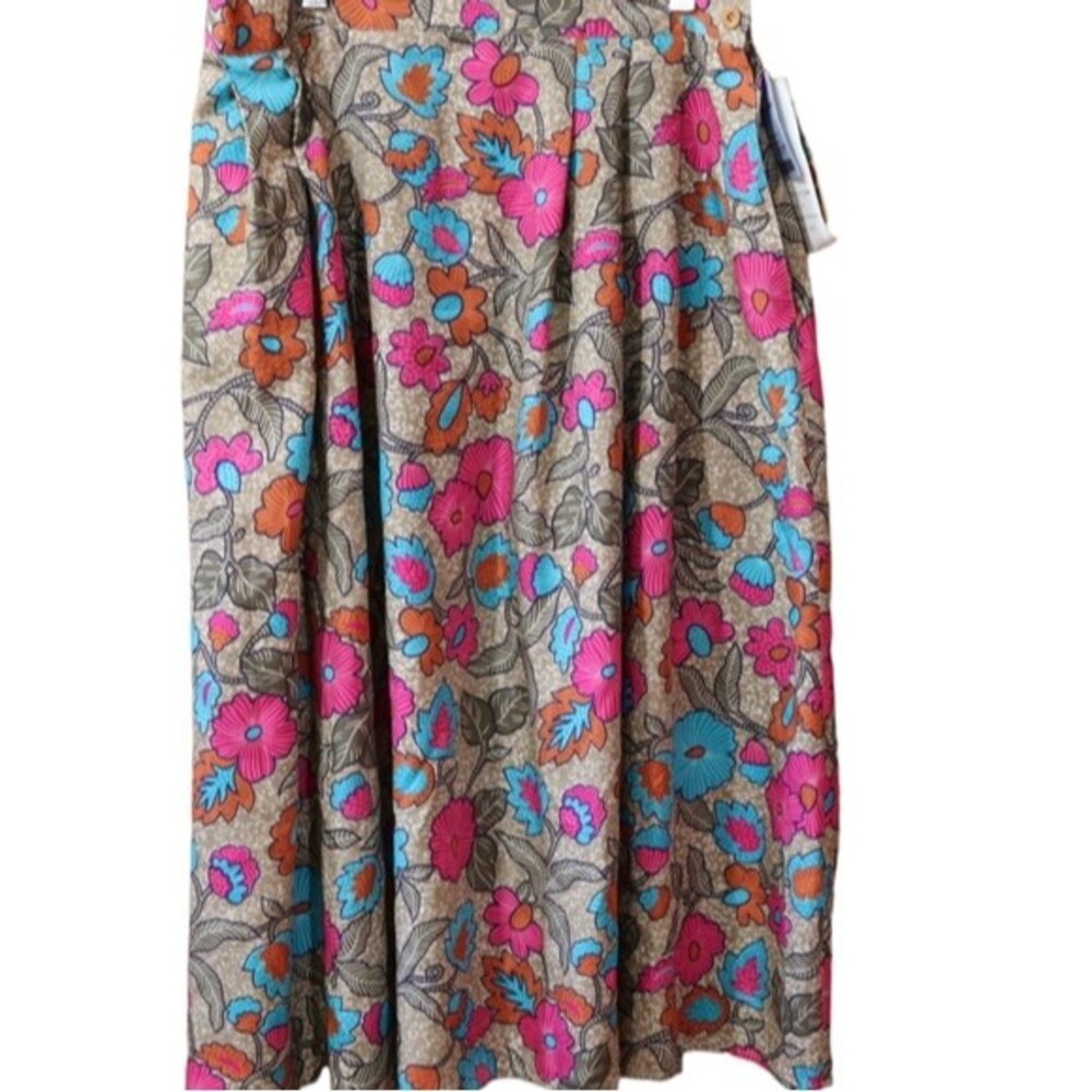 Laura & Jayne Magic Carpet Floral Midi Skirt 16W NOS 90s Rayon Boho Retro